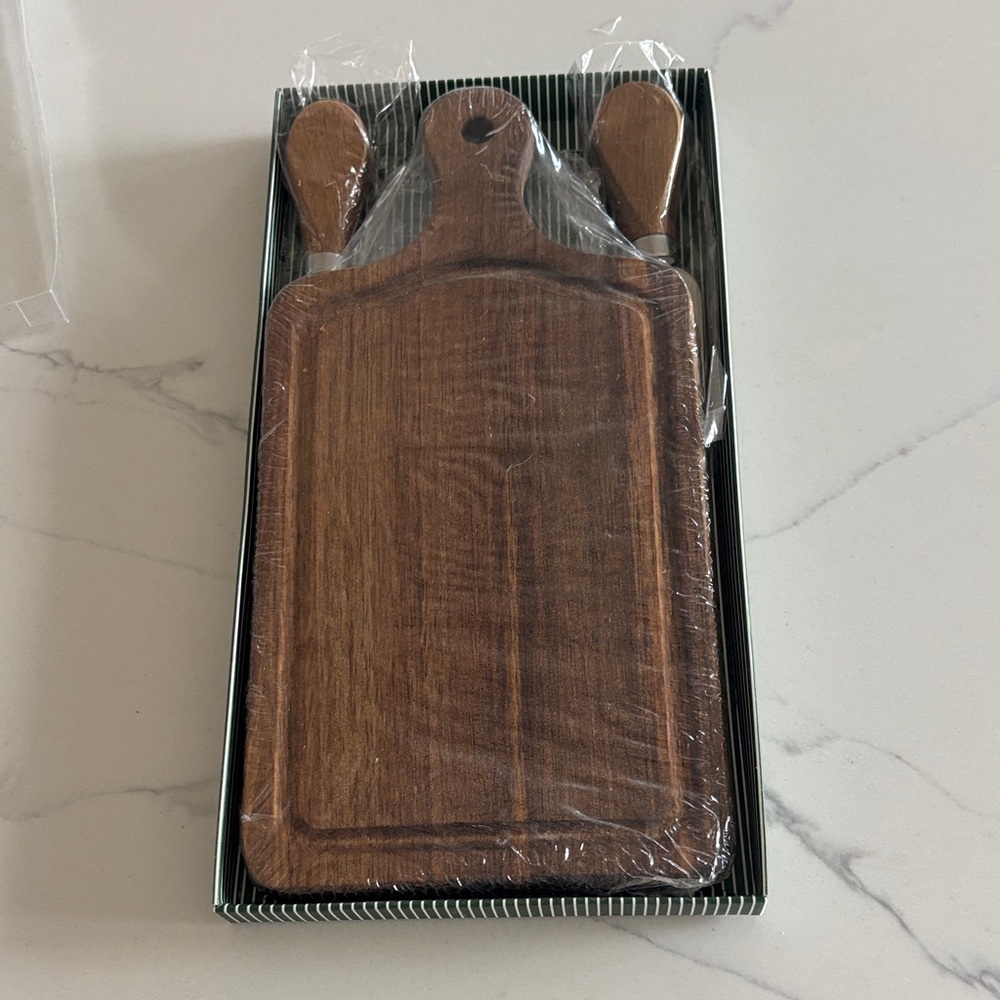 Wooden Cheese Board Set with Knives